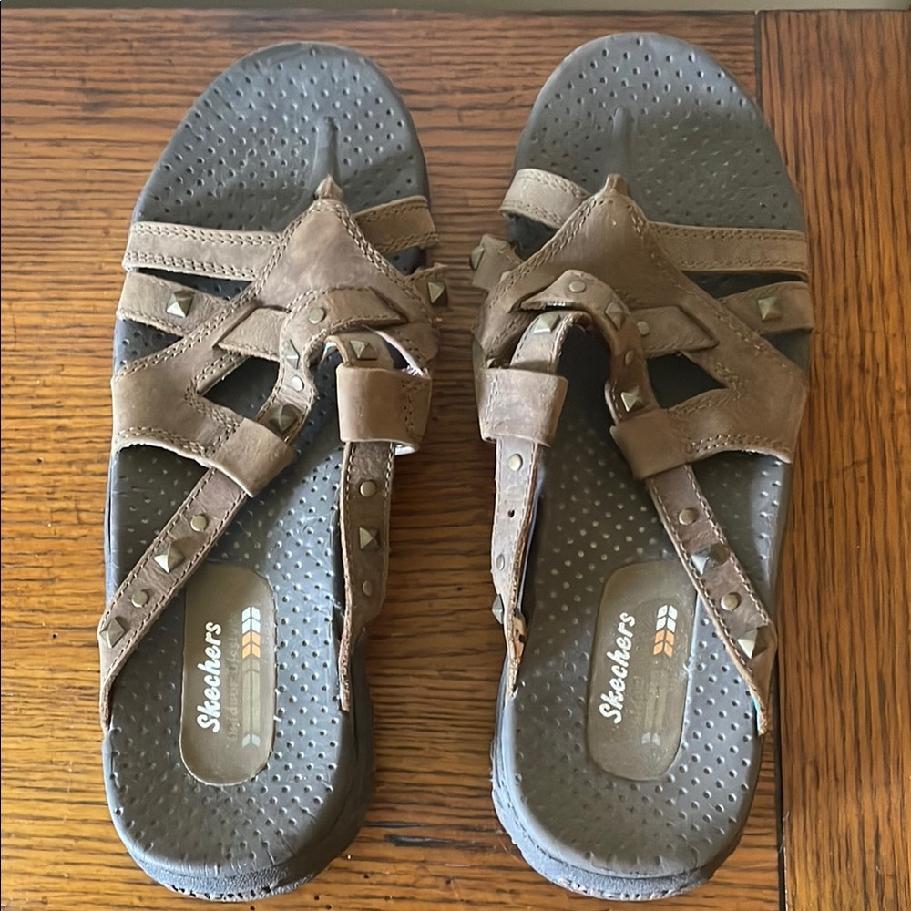 Skechers Brown Sandals with Stud Accents